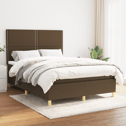 vidaXL Giroletto a Molle con Materasso Marrone Scuro 140x200cm Tessuto