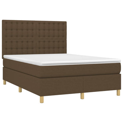 vidaXL Giroletto a Molle con Materasso Marrone Scuro 140x200cm Tessuto