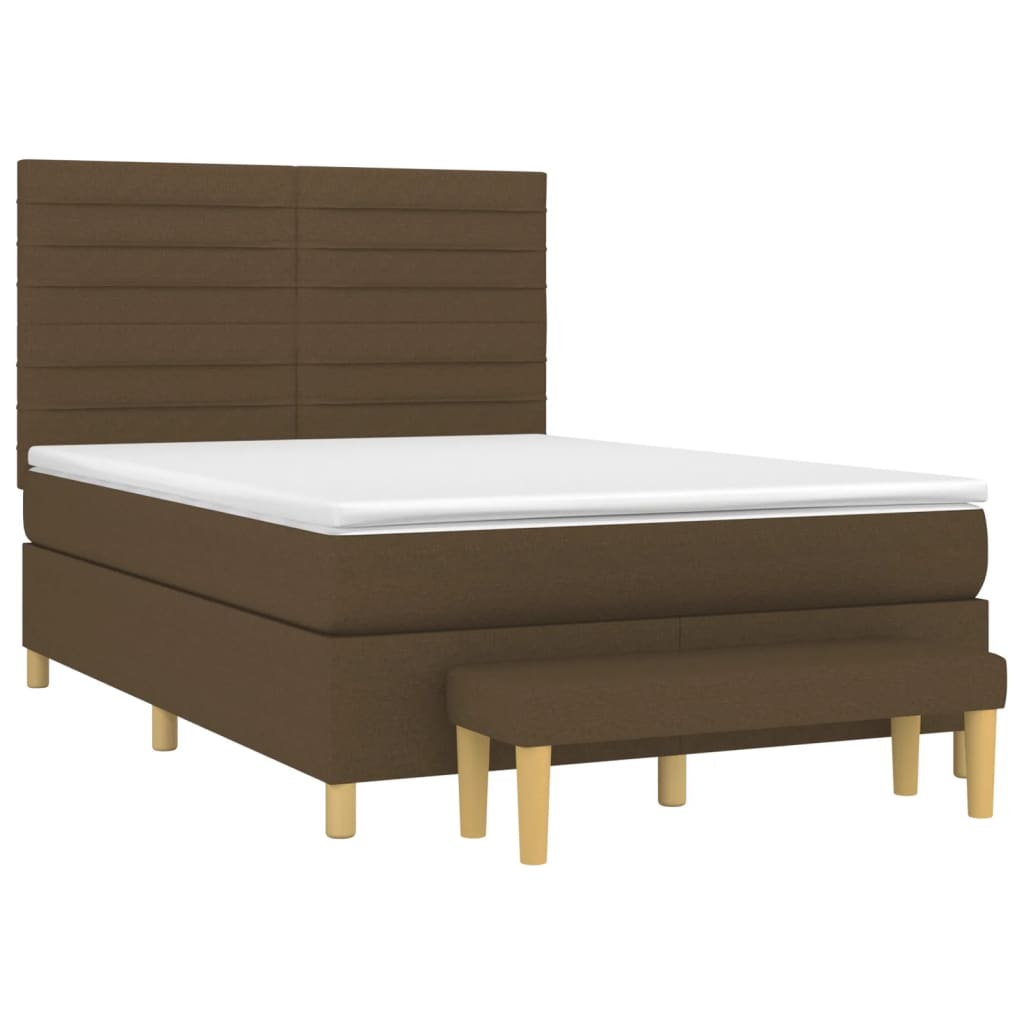 vidaXL Giroletto a Molle con Materasso Marrone Scuro 140x200cm Tessuto