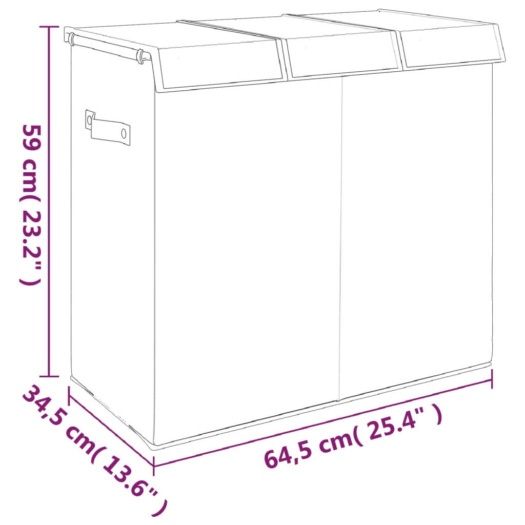vidaXL Cesto Biancheria Pieghevole Grigio 64,5x34,5x59 cm Lino Finto