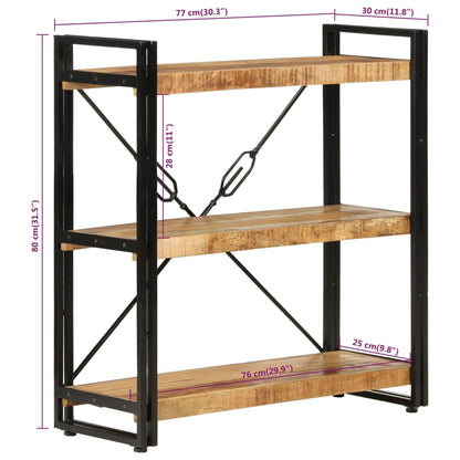 vidaXL Libreria 3 Livelli 77x30x80 cm Legno Massello di Mango e Ferro