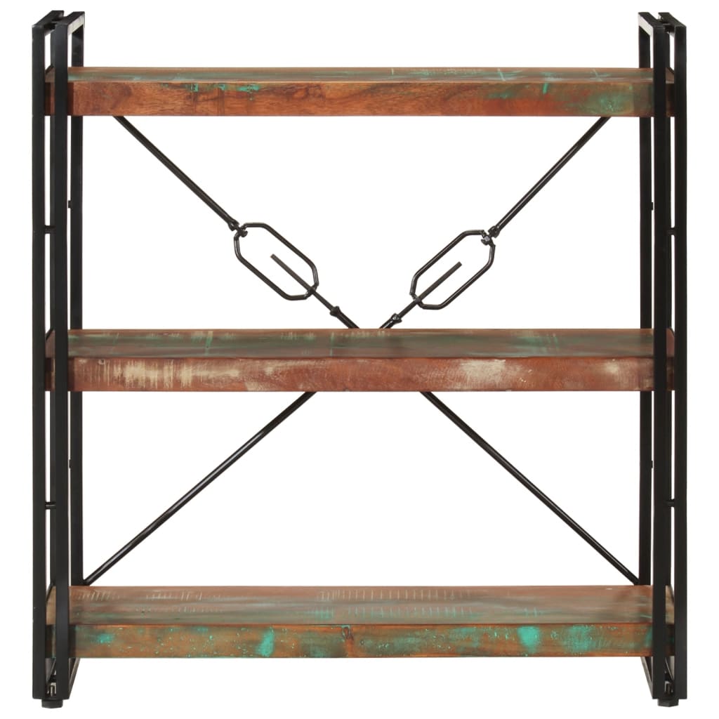 vidaXL Libreria 3 Livelli 77x30x80 cm Legno Massello Recupero e Ferro VIDAXL