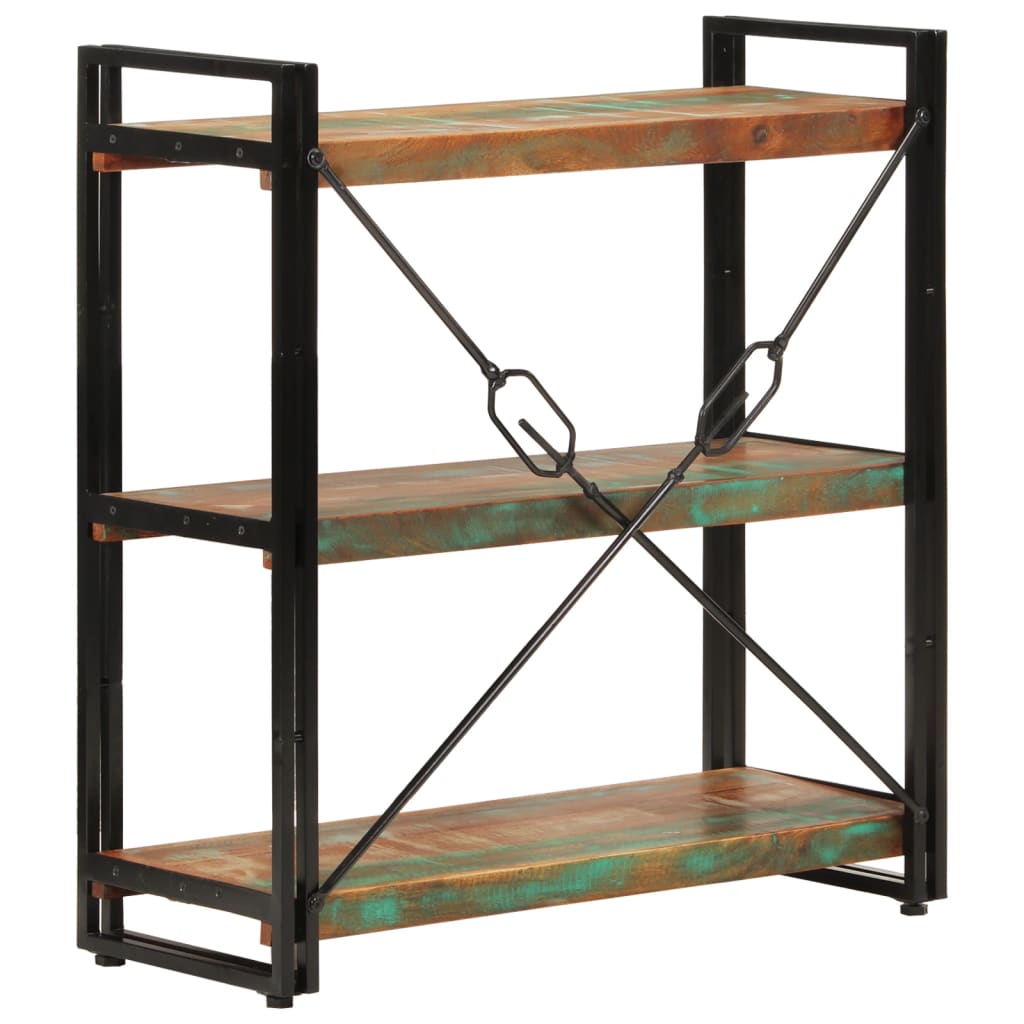vidaXL Libreria 3 Livelli 77x30x80 cm Legno Massello Recupero e Ferro VIDAXL