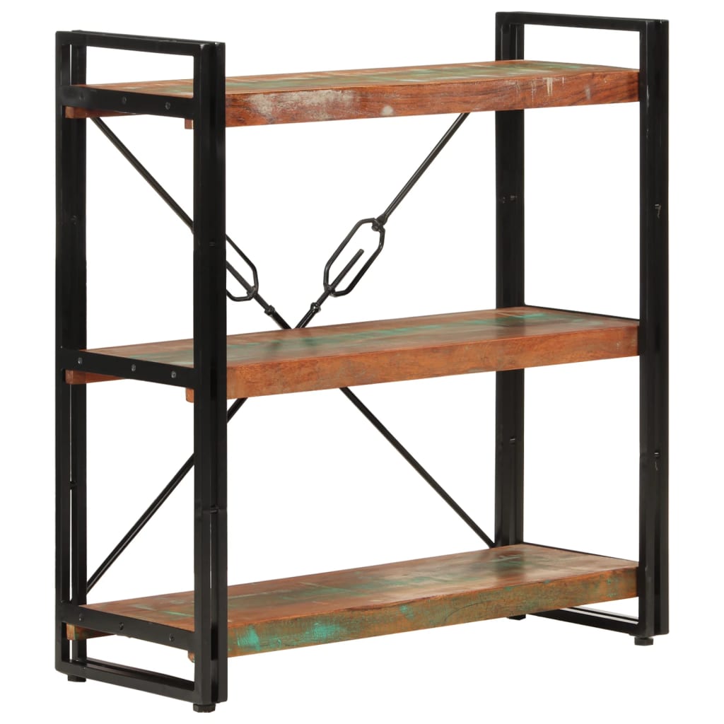 vidaXL Libreria 3 Livelli 77x30x80 cm Legno Massello Recupero e Ferro VIDAXL