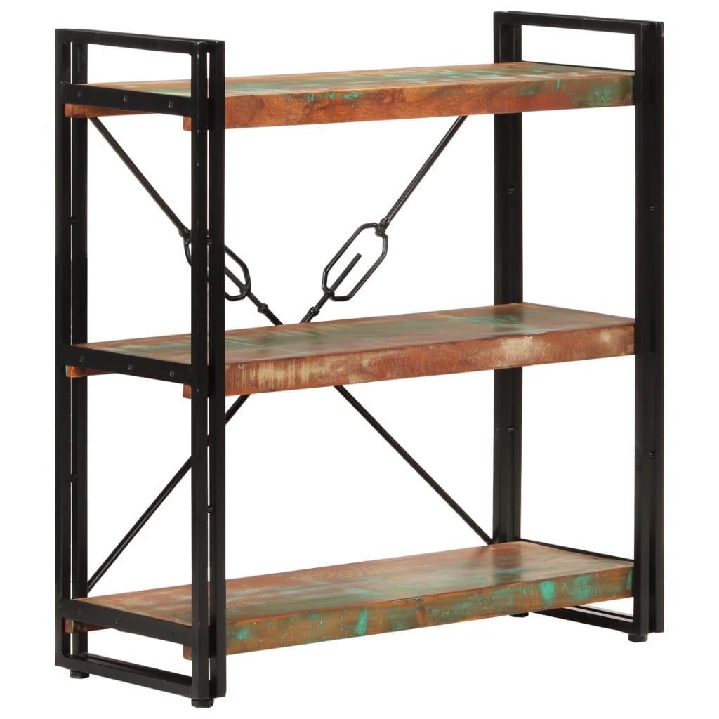 vidaXL Libreria 3 Livelli 77x30x80 cm Legno Massello Recupero e Ferro VIDAXL