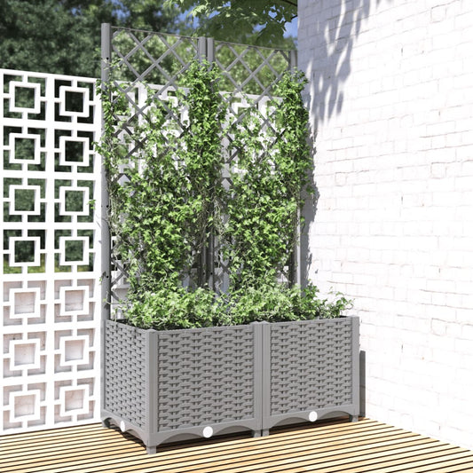 vidaXL Fioriera da Giardino con Graticcio Grigio Chiaro 80x40x136cm PP VIDAXL