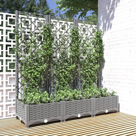 vidaXL Fioriera Giardino e Graticcio Grigio Chiaro 120x40x121,5cm PP VIDAXL