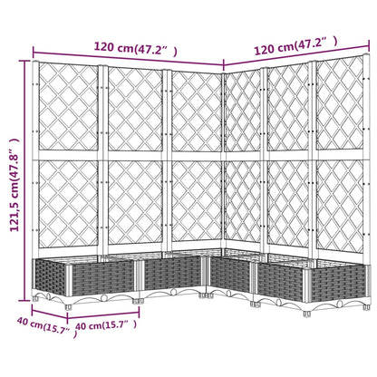 vidaXL Fioriera Giardino e Graticcio Grigio Chiaro 120x120x121,5cm PP