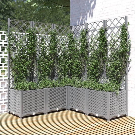 vidaXL Fioriera Giardino con Graticcio Grigio Chiaro 120x120x136cm PP