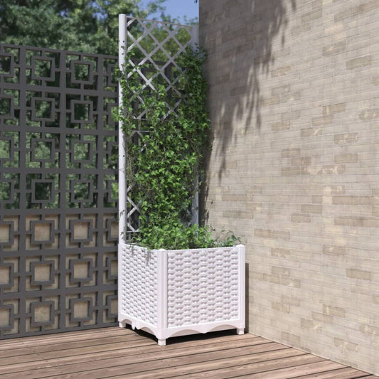 vidaXL Fioriera da Giardino con Graticcio Bianco 40x40x136 cm PP
