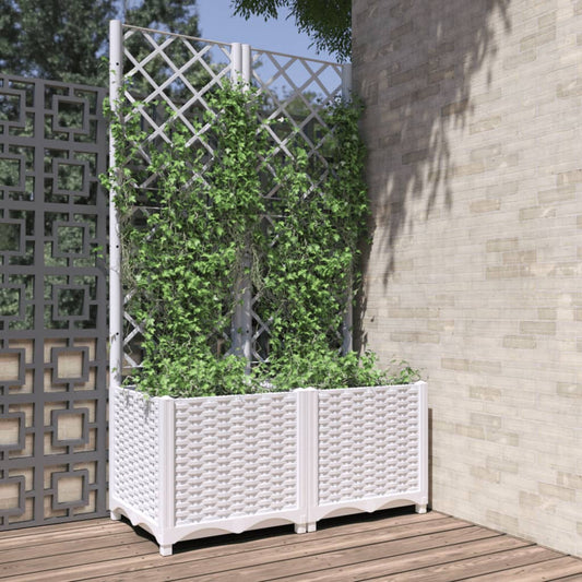 vidaXL Fioriera da Giardino con Graticcio Bianco 80x40x136 cm PP