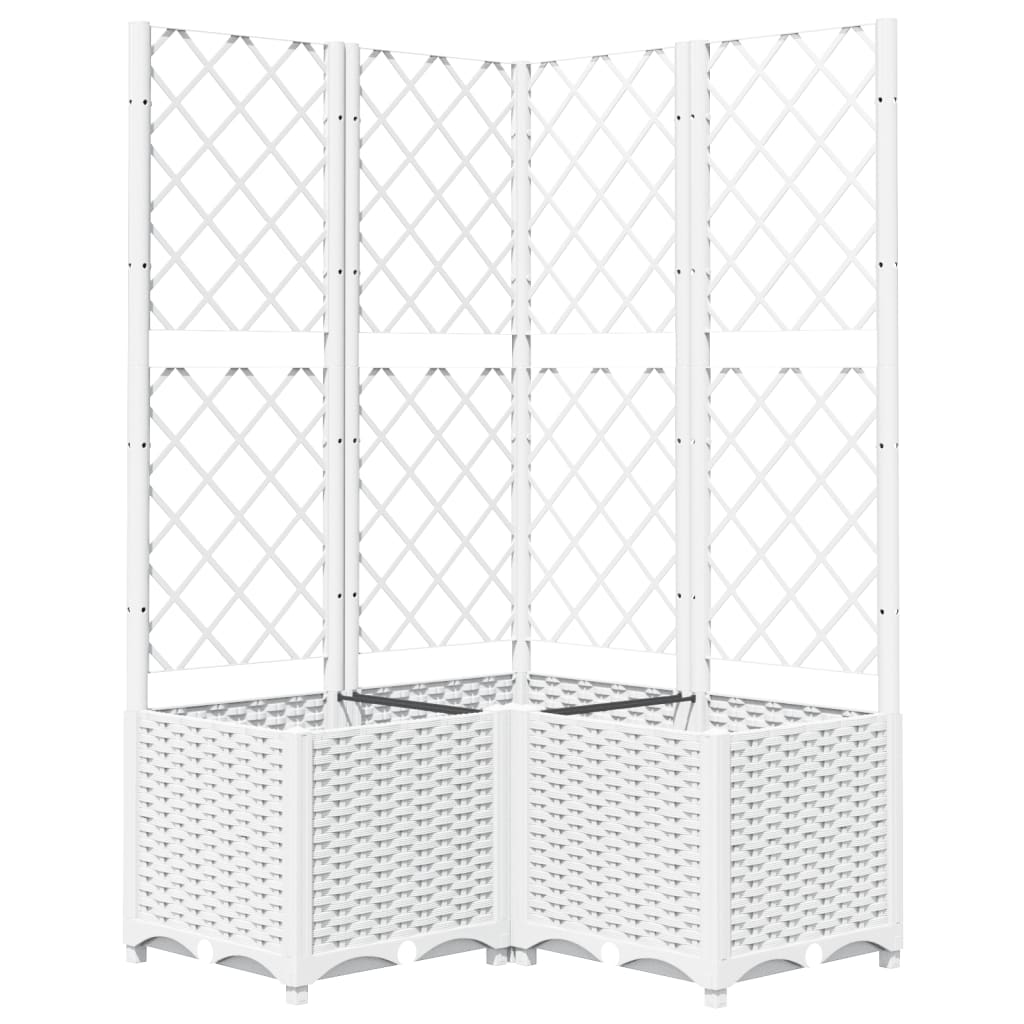 vidaXL Fioriera da Giardino con Graticcio Bianco 80x80x136 cm PP