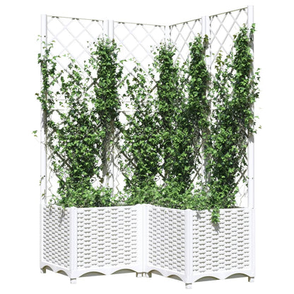 vidaXL Fioriera da Giardino con Graticcio Bianco 80x80x136 cm PP