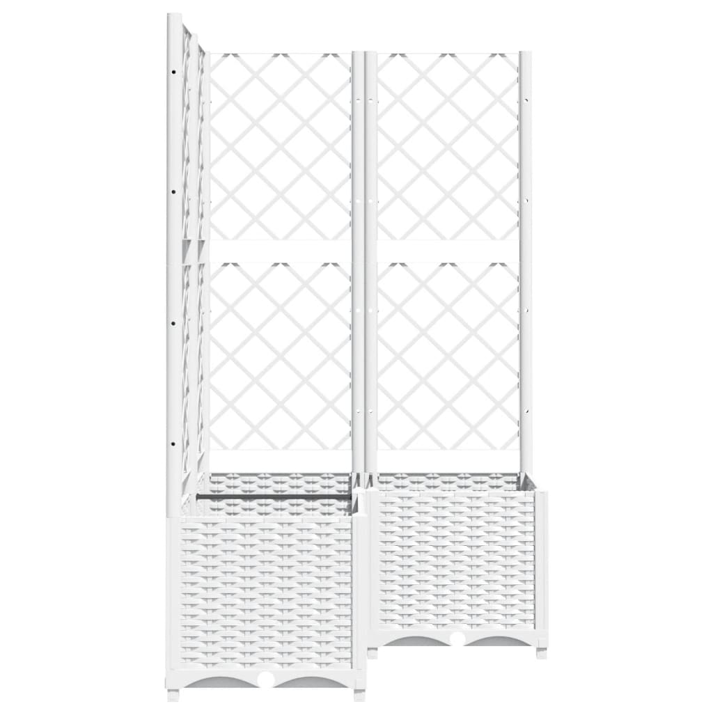 vidaXL Fioriera da Giardino con Graticcio Bianco 80x80x136 cm PP