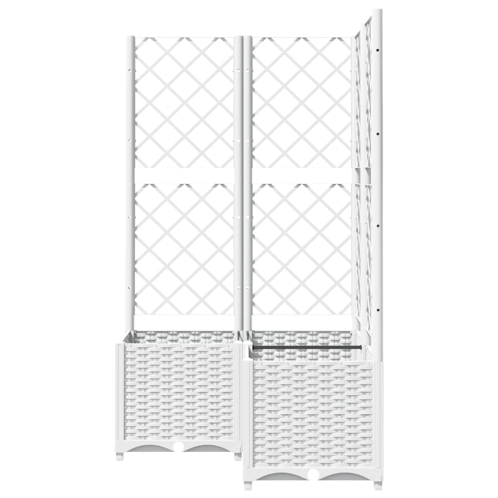 vidaXL Fioriera da Giardino con Graticcio Bianco 80x80x136 cm PP