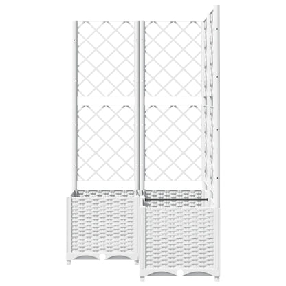 vidaXL Fioriera da Giardino con Graticcio Bianco 80x80x136 cm PP