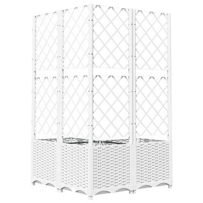 vidaXL Fioriera da Giardino con Graticcio Bianco 80x80x136 cm PP