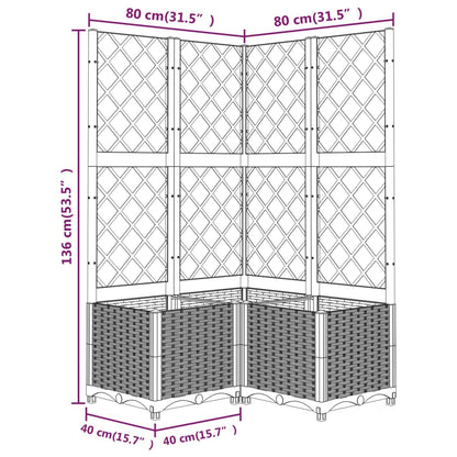 vidaXL Fioriera da Giardino con Graticcio Bianco 80x80x136 cm PP