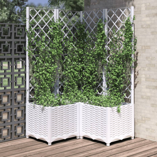vidaXL Fioriera da Giardino con Graticcio Bianco 80x80x136 cm PP