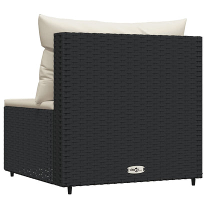 vidaXL Divano Centrale da Giardino con Cuscini in Polyrattan Nero