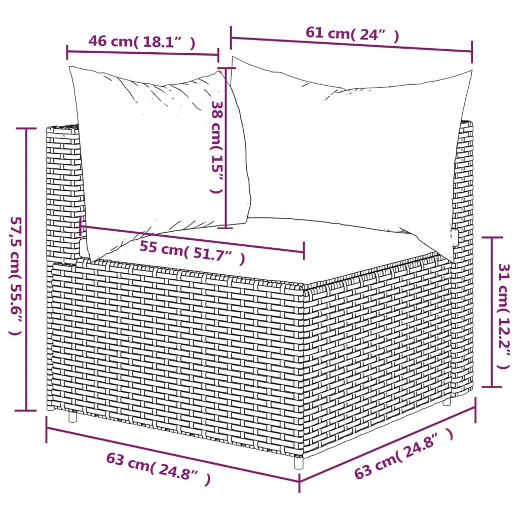 vidaXL Divano Angolare da Giardino con Cuscini in Polyrattan Marrone