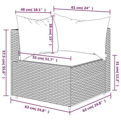 vidaXL Divano Angolare da Giardino con Cuscini in Polyrattan Marrone