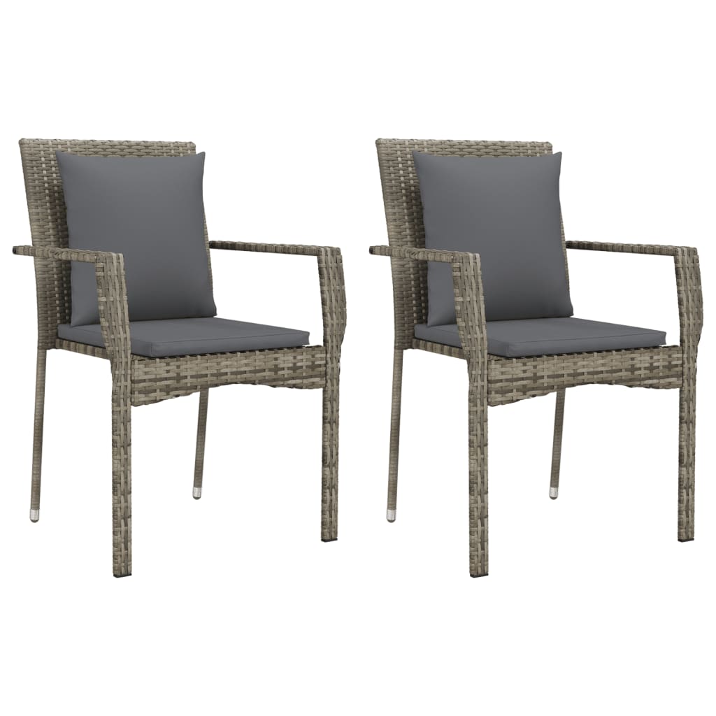 vidaXL Sedie da Giardino con Cuscini 2 pz in Polyrattan Grigie