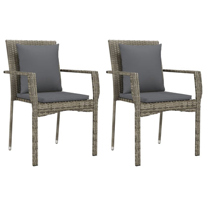 vidaXL Sedie da Giardino con Cuscini 2 pz in Polyrattan Grigie