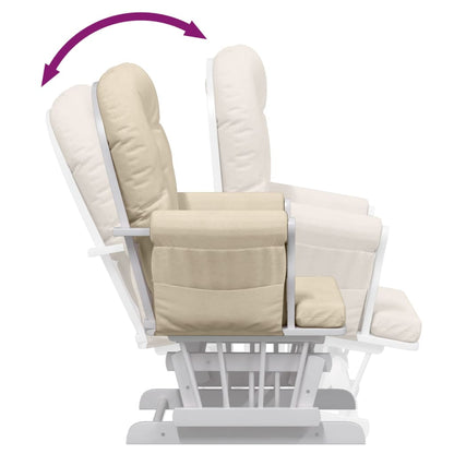 vidaXL Poltrona Glider con Sgabello Bianco Crema in Tessuto