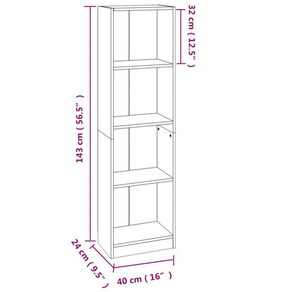 vidaXL Libreria 4 Ripiani Rovere Marrone 40x24x143cm Legno Multistrato