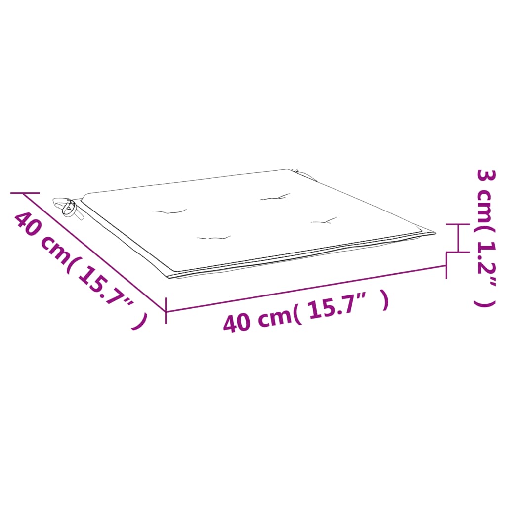 vidaXL Cuscini per Sedia 2 pz Turchese 40x40x3 cm in Tessuto