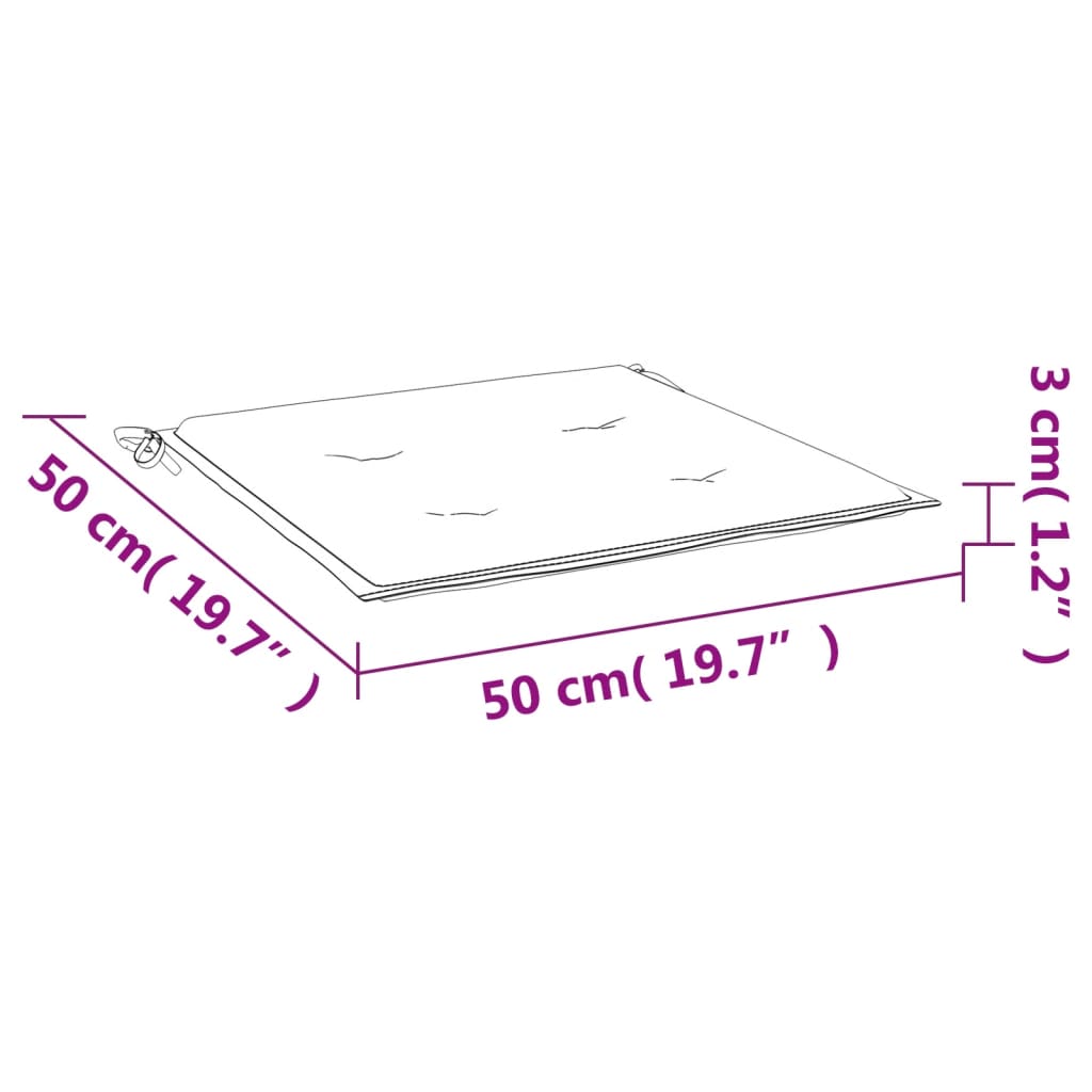 vidaXL Cuscini per Sedia 2 pz Turchese 50x50x3 cm in Tessuto