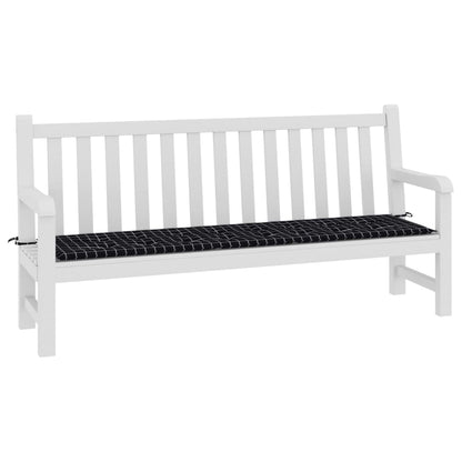 vidaXL Cuscino Panca Giardino Motivo a Quadri Nero 200x50x3 cm Tessuto