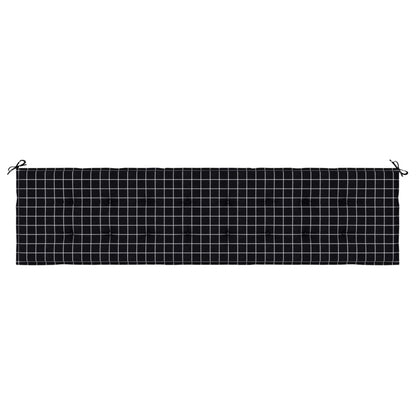 vidaXL Cuscino Panca Giardino Motivo a Quadri Nero 200x50x3 cm Tessuto