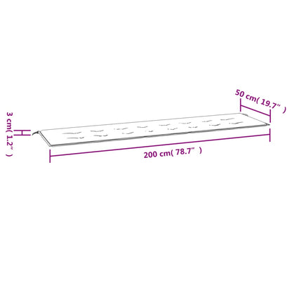 vidaXL Cuscino Panca Giardino Motivo a Quadri Nero 200x50x3 cm Tessuto
