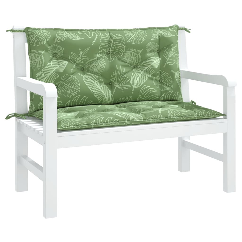 vidaXL Cuscini Panca Giardino 2 pz Motivo a Foglie 100x50x7 cm Tessuto