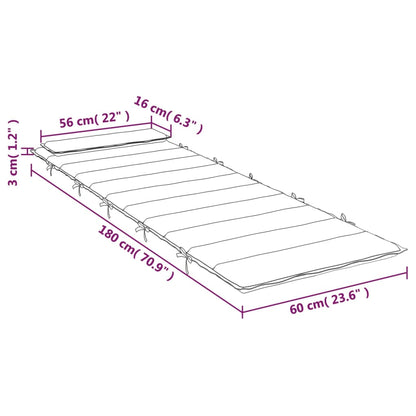 vidaXL Cuscino per Lettino Verde 180x60x3 cm in Tessuto Oxford