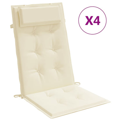 vidaXL Cuscini per Sedia con Schienale Alto 4 pz Crema Tessuto Oxford