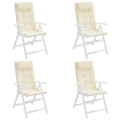 vidaXL Cuscini per Sedia con Schienale Alto 4 pz Crema Tessuto Oxford