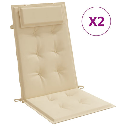 vidaXL Cuscini per Sedia con Schienale Alto 2 pz Beige Tessuto Oxford