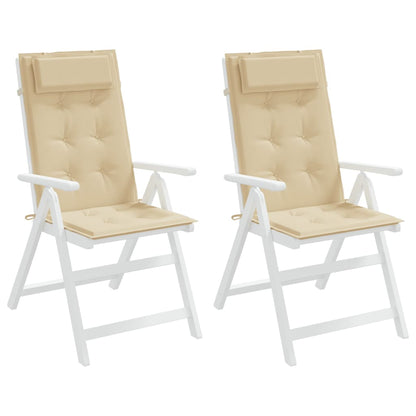 vidaXL Cuscini per Sedia con Schienale Alto 2 pz Beige Tessuto Oxford