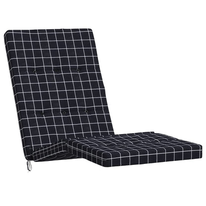 vidaXL Cuscini Sedia Sdraio 2 pz Motivo Quadri Nero in Tessuto Oxford