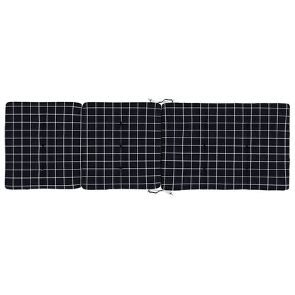 vidaXL Cuscini Sedia Sdraio 2 pz Motivo Quadri Nero in Tessuto Oxford