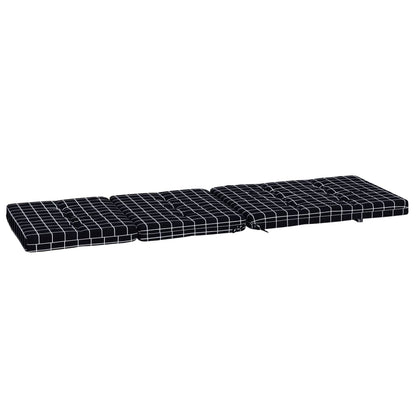 vidaXL Cuscini Sedia Sdraio 2 pz Motivo Quadri Nero in Tessuto Oxford