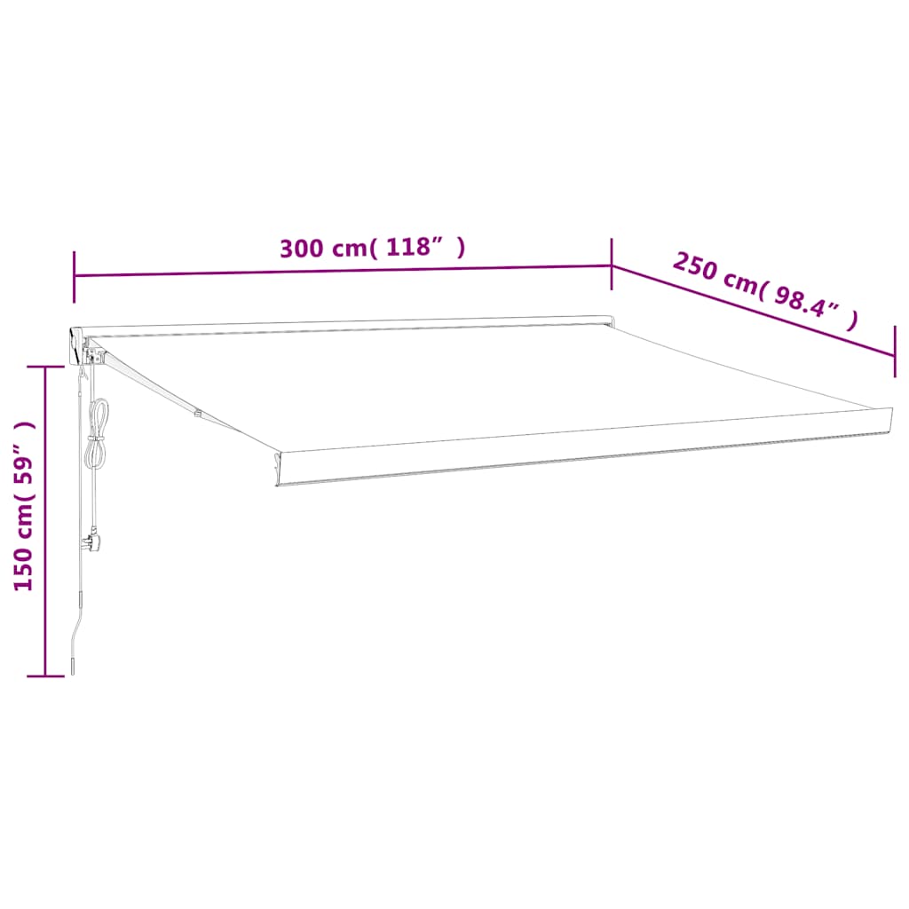 vidaXL Tenda da Sole Retrattile Antracite 3x2,5 m Tessuto e Alluminio