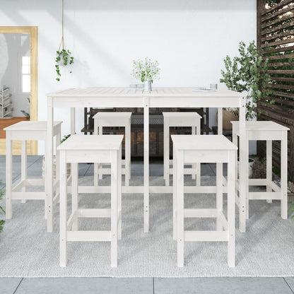vidaXL Set Bar da Giardino 7 pz Bianco in Legno Massello di Pino