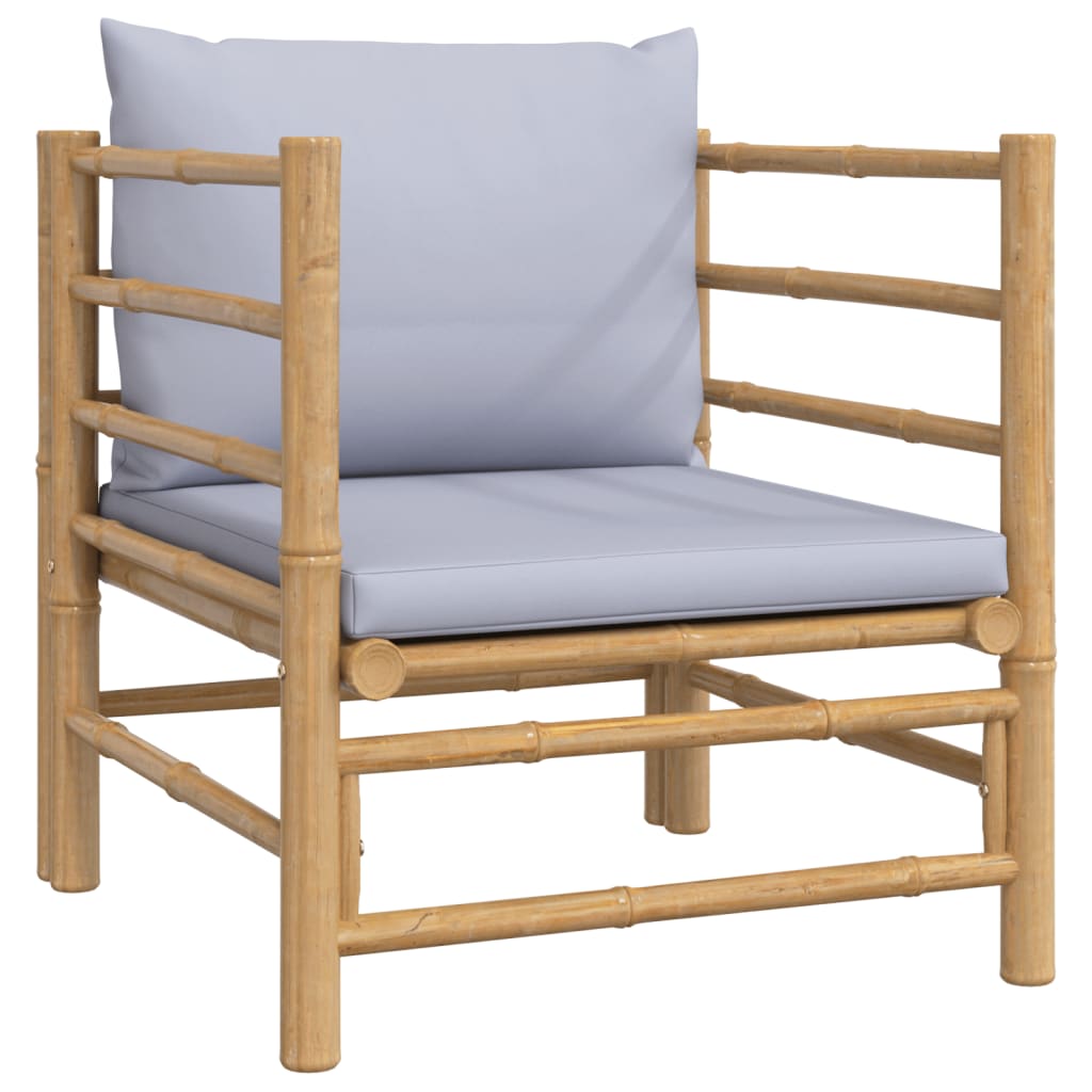 vidaXL Divano da Giardino con Cuscini Grigio Chiaro in Bambù