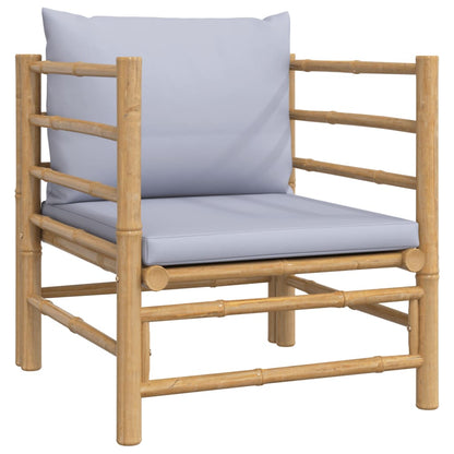 vidaXL Divano da Giardino con Cuscini Grigio Chiaro in Bambù