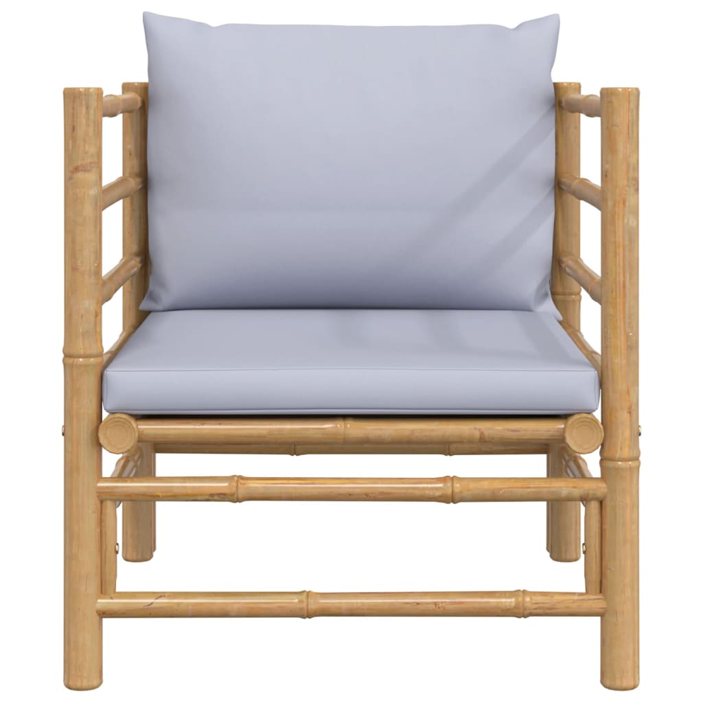 vidaXL Divano da Giardino con Cuscini Grigio Chiaro in Bambù