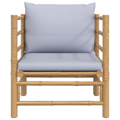 vidaXL Divano da Giardino con Cuscini Grigio Chiaro in Bambù
